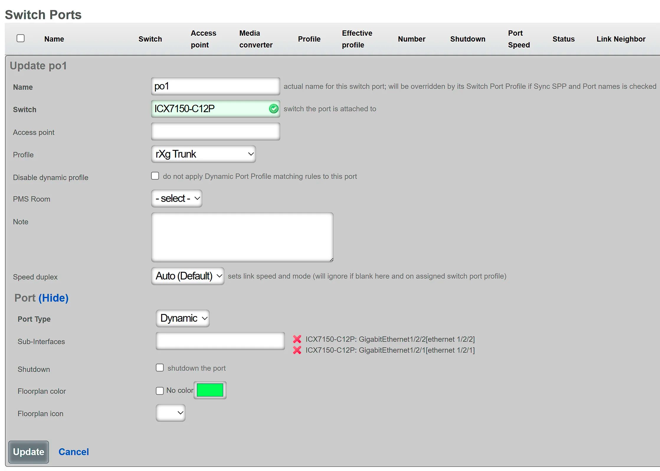 Example: Creating a LAG on a Ruckus ICX switch