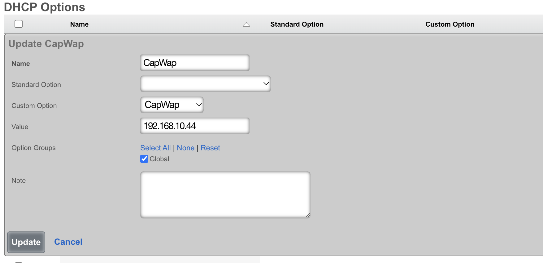 DHCP Option 138 example value