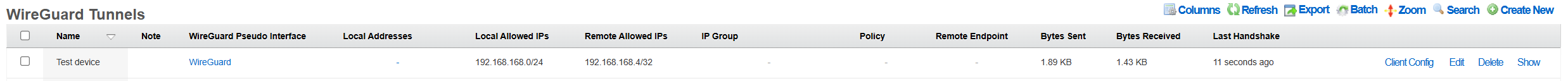 WireGuard server side, status
